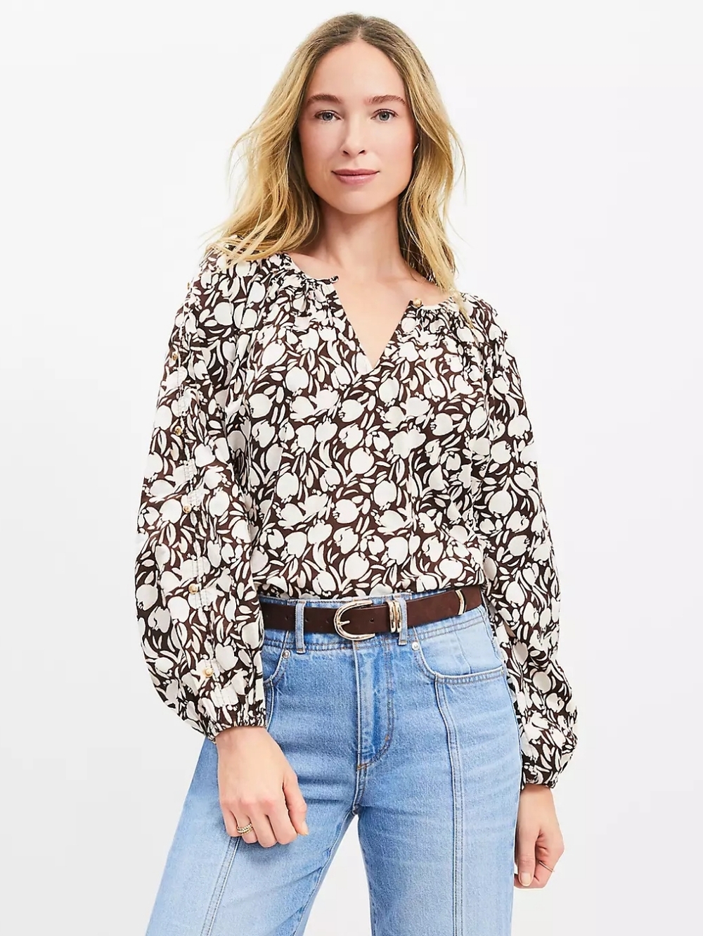 Loft 100% Cotton Oversized Tulip Blouse Small
